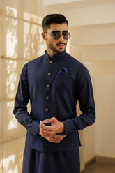 Deepak Perwani - jkt1508 & Kas911 - Navy Blue - 3 Piece